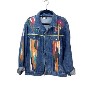 Expressions Hand Decorated VNT Southwest Denim Jacket Trucker XL Western